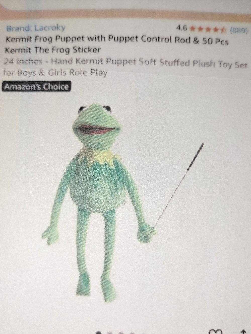 Kermit Frog Plush Puppet – Light Green